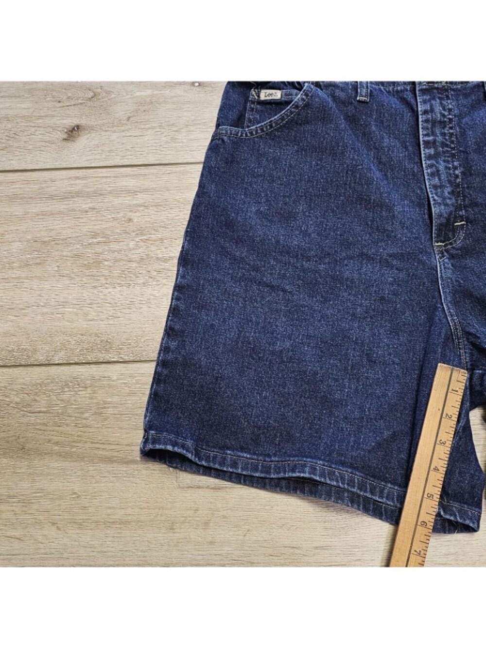 Lee Women's Side Elastic Denim Shorts Size 16 Medium Dark Wash Comfort Stretch - Picture 9 of 9